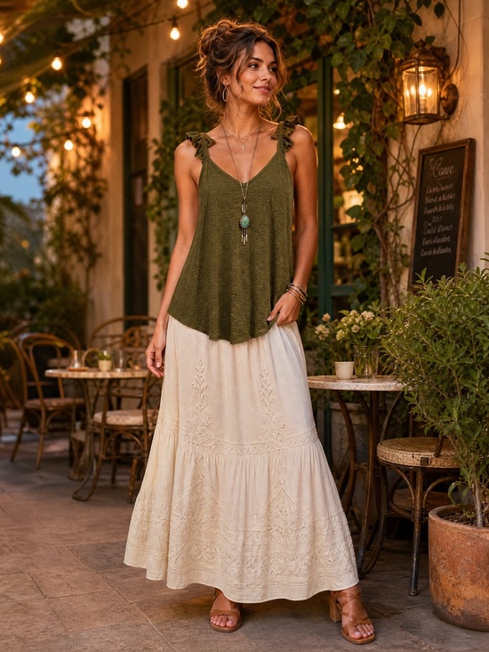 Chaser Tops - Chaser tank top Olive green linen blend tank top/cami women’s medium army green